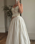 Vintage 90s Two Piece Tulle Beaded Top and Princess Silk Satin Skirt