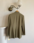 Vintage 90s Estate Olive Herringbone Wool Tailored Blazer