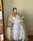Vintage 70s Tiered Lace Ruffle Wedding Gown