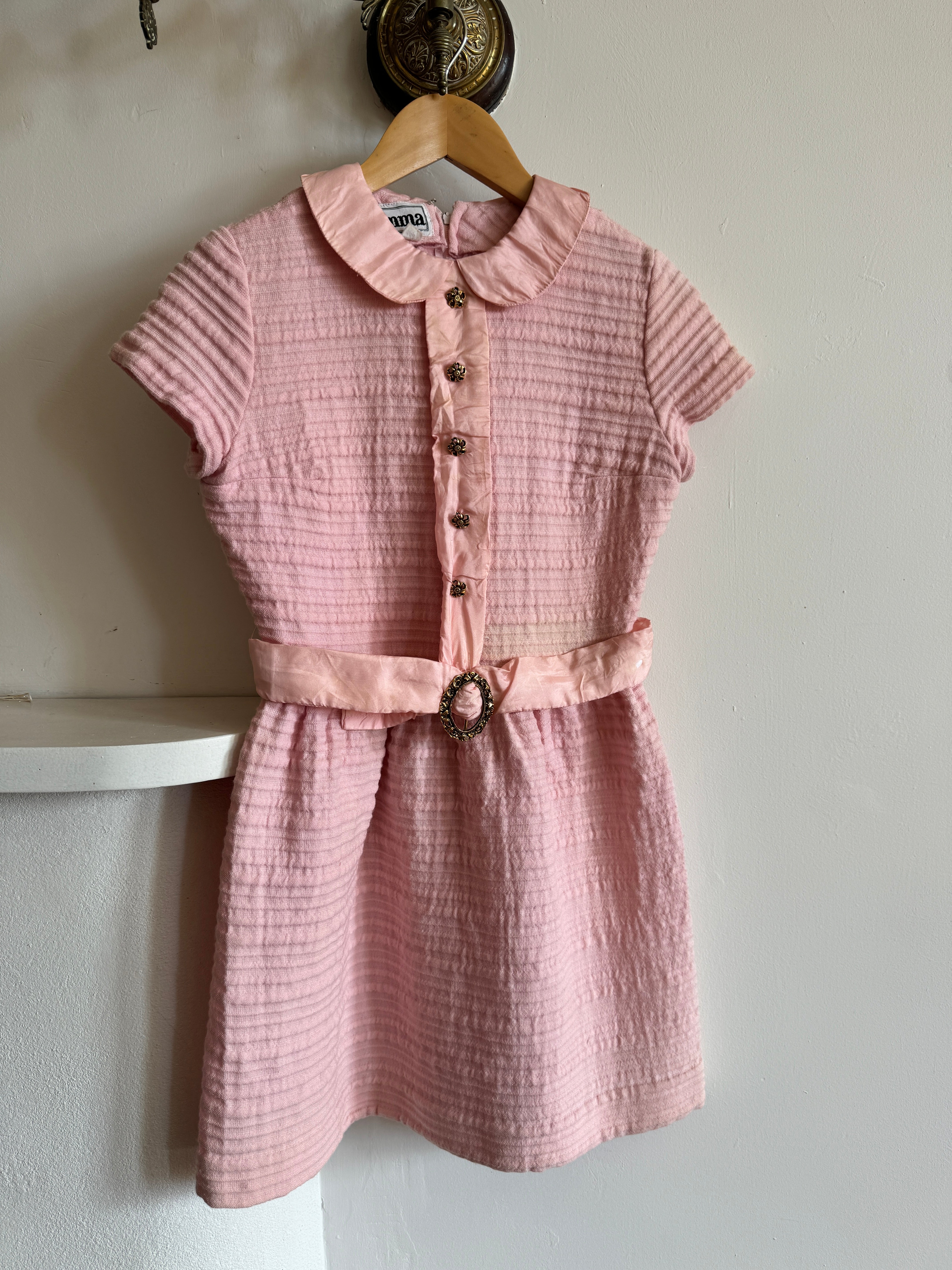 Vintage 60s Pure Wool Micro Mini Dress Baby Pink