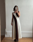 Vintage 60s Chocolate Swirl Jersey Maxi Dress