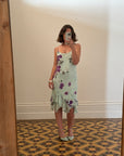 Vintage 90s Pure Silk Floral Mint Fairy Dress