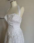 Vintage 90s Basque Halter Embellished Wedding Gown