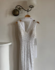 Vintage 90s Silver Sequin Fairy Wedding Dress With Scarf