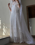 Vintage Full Length Tiered Bridal Veil with Cage Headpiece