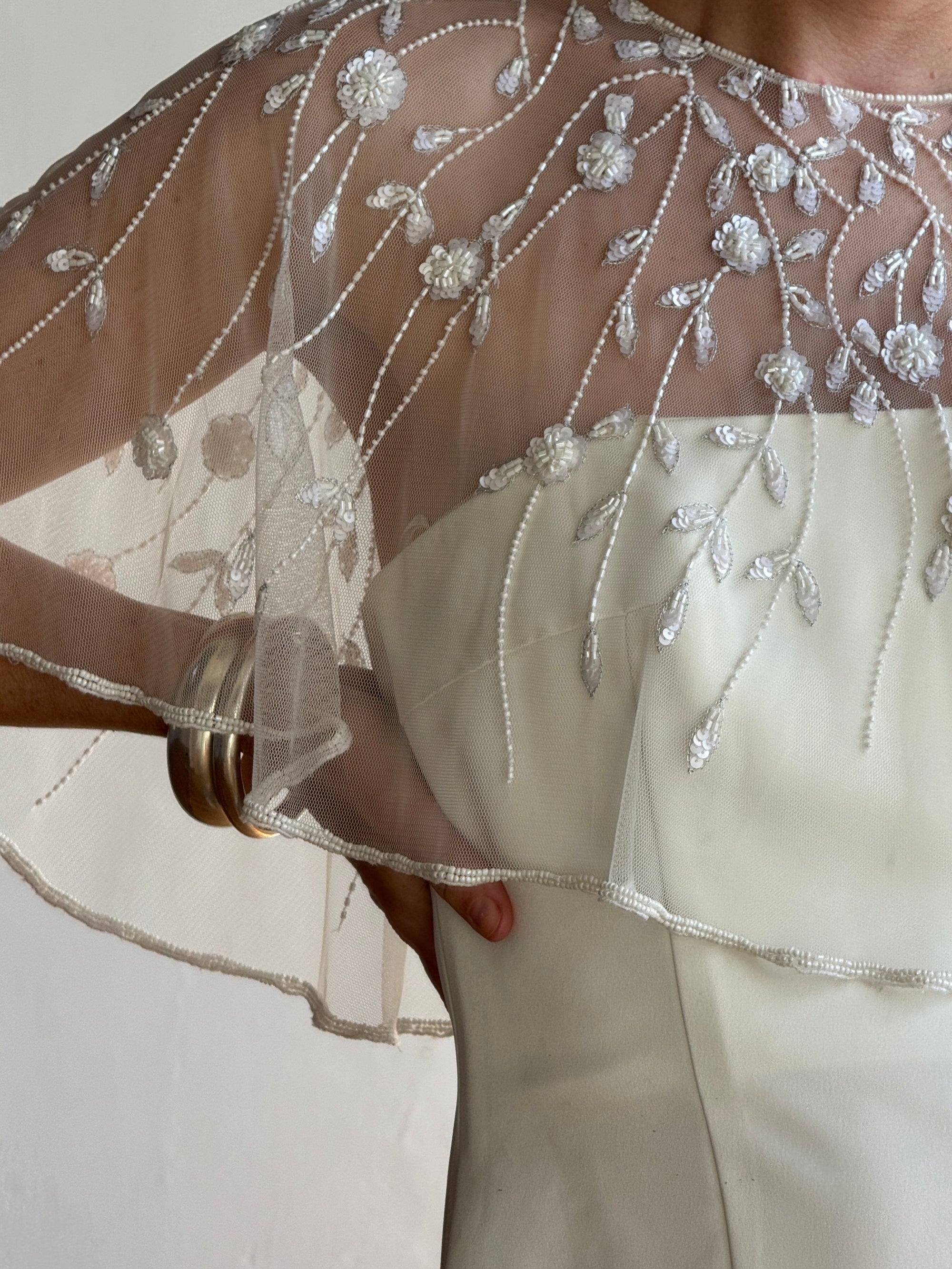 Vintage Y2K Vine Beaded Bridal Cape