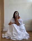 Vintage 80s Taffeta Puff Sleeve Wedding Dress Ivory