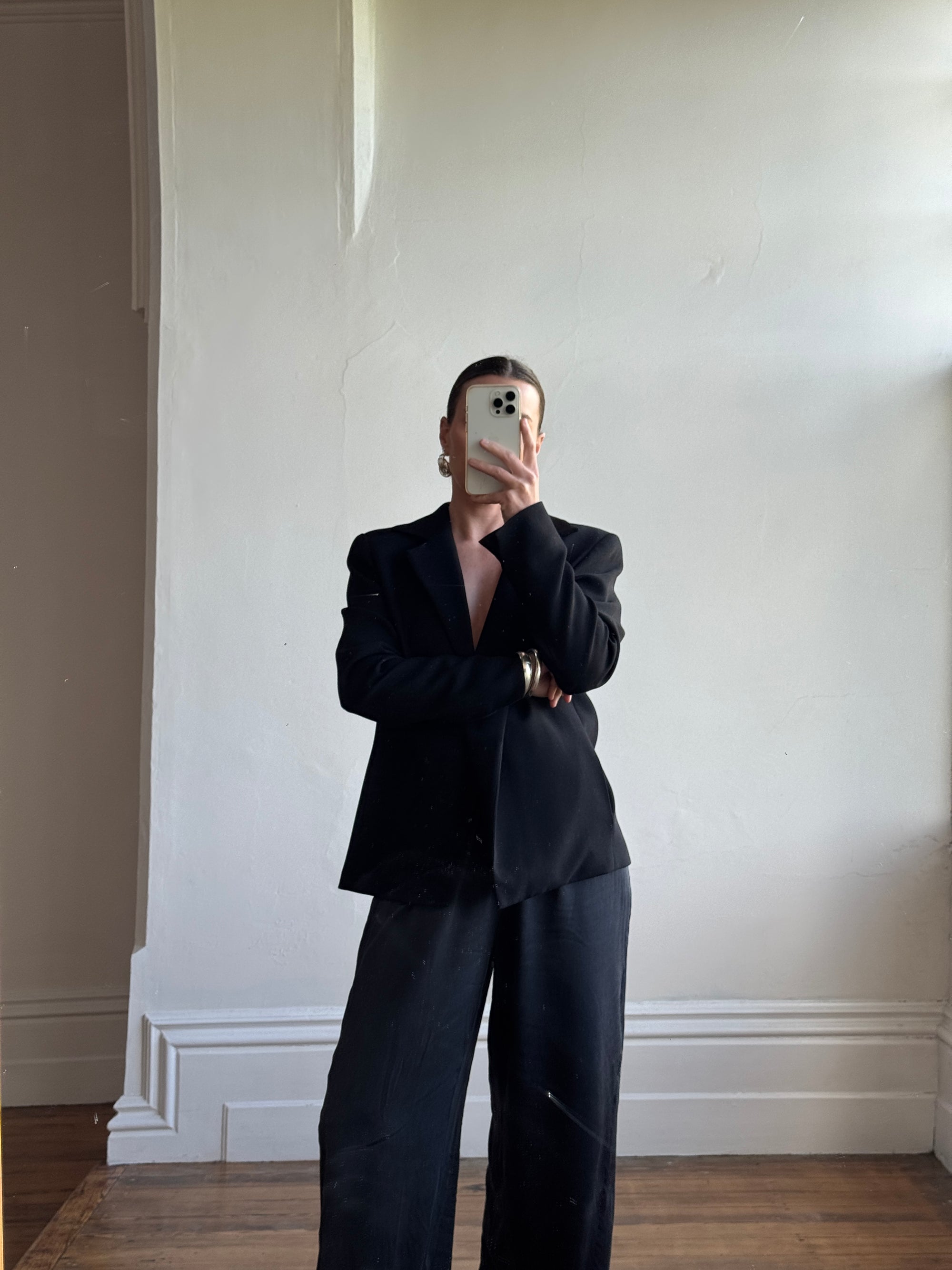 Vintage 90s Tailored Wool Blazer Noir