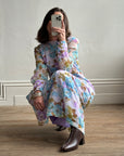 Vintage 60s Lilac Floral Spring Maxi Dress