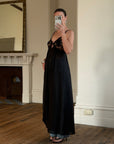 Vintage 80s Sheer Lace Slip Dress Noir