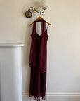 Vintage 90s Burgundy Slip Dress With Pink Sequins and Scarf