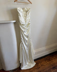 Vintage 90s Couture Satin Lace Up Fishtail Wedding Dress