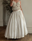 Vintage 90s Two Piece Tulle Beaded Top and Princess Silk Satin Skirt