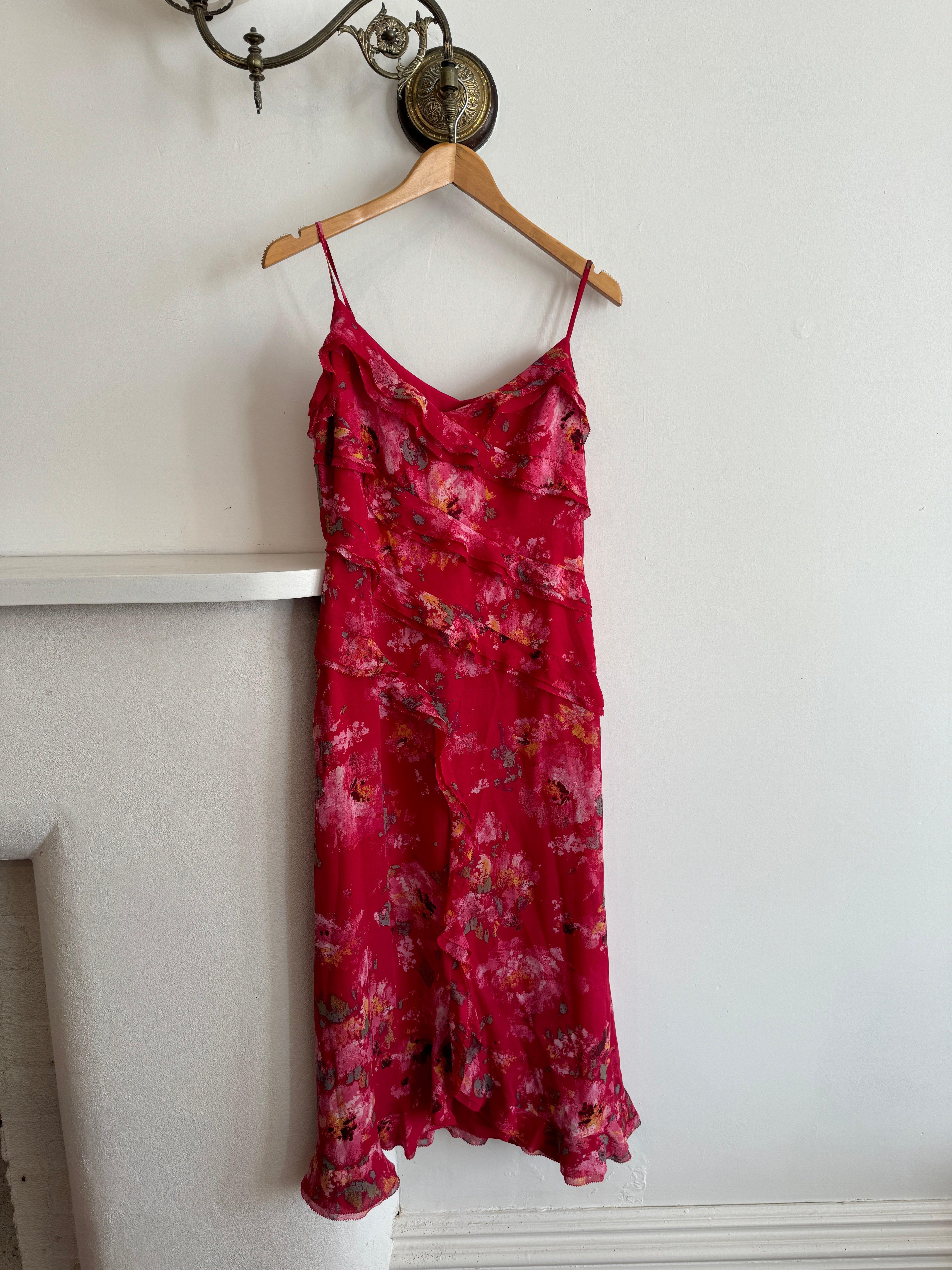 Vintage Y2K Escada Pure Silk Floral Midi Dress
