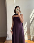 Vintage 90s Eggplant Cowl Neck Dress With Scarf
