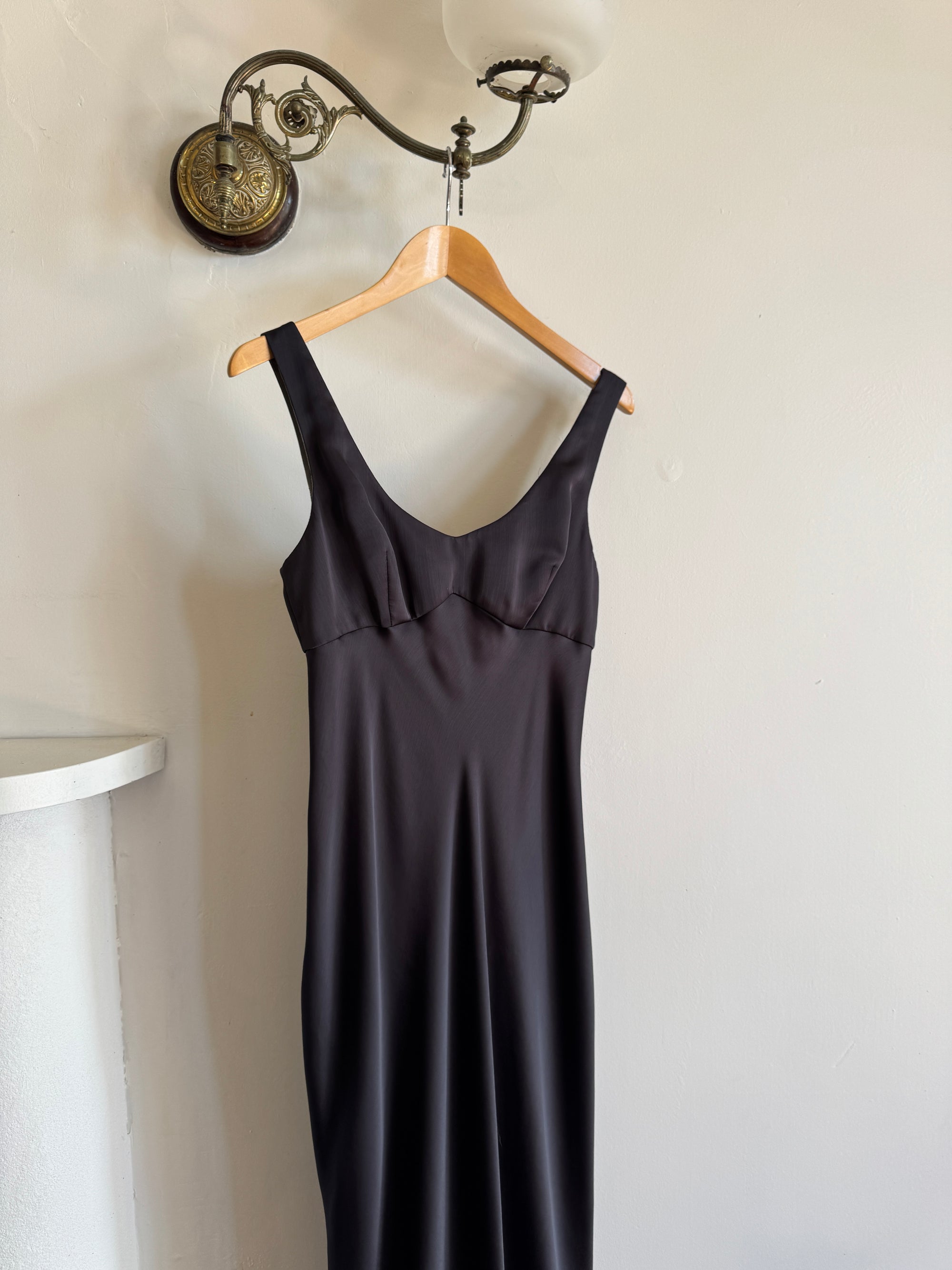 Vintage 90s Bias Cut Prom Dress Noir