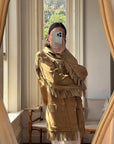 Vintage 70s Western Fringe Suede Leather Jacket Tan
