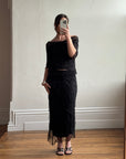 Vintage 90s Mesh Smocked Two Piece Set noir