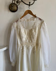 Vintage 70s Lace Poet Sleeve Wedding Dress Ivory