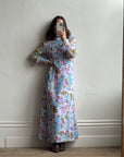 Vintage 60s Lilac Floral Spring Maxi Dress