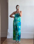 Vintage 70s Hawaiian Sarong Dress Watercolour Floral