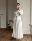 Vintage 90s Jacquard Rhinestone Jacket and Chiffon Bridal Skirt Set