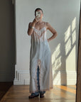 Vintage Embroidered Lace Midi Slip Dress Marshmallow