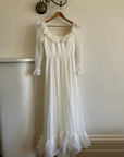 Vintage 70s Polka Scoop Neck Wedding Dress