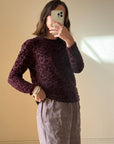 Vintage 90s Burnt Velvet Long Sleeved Top Plum