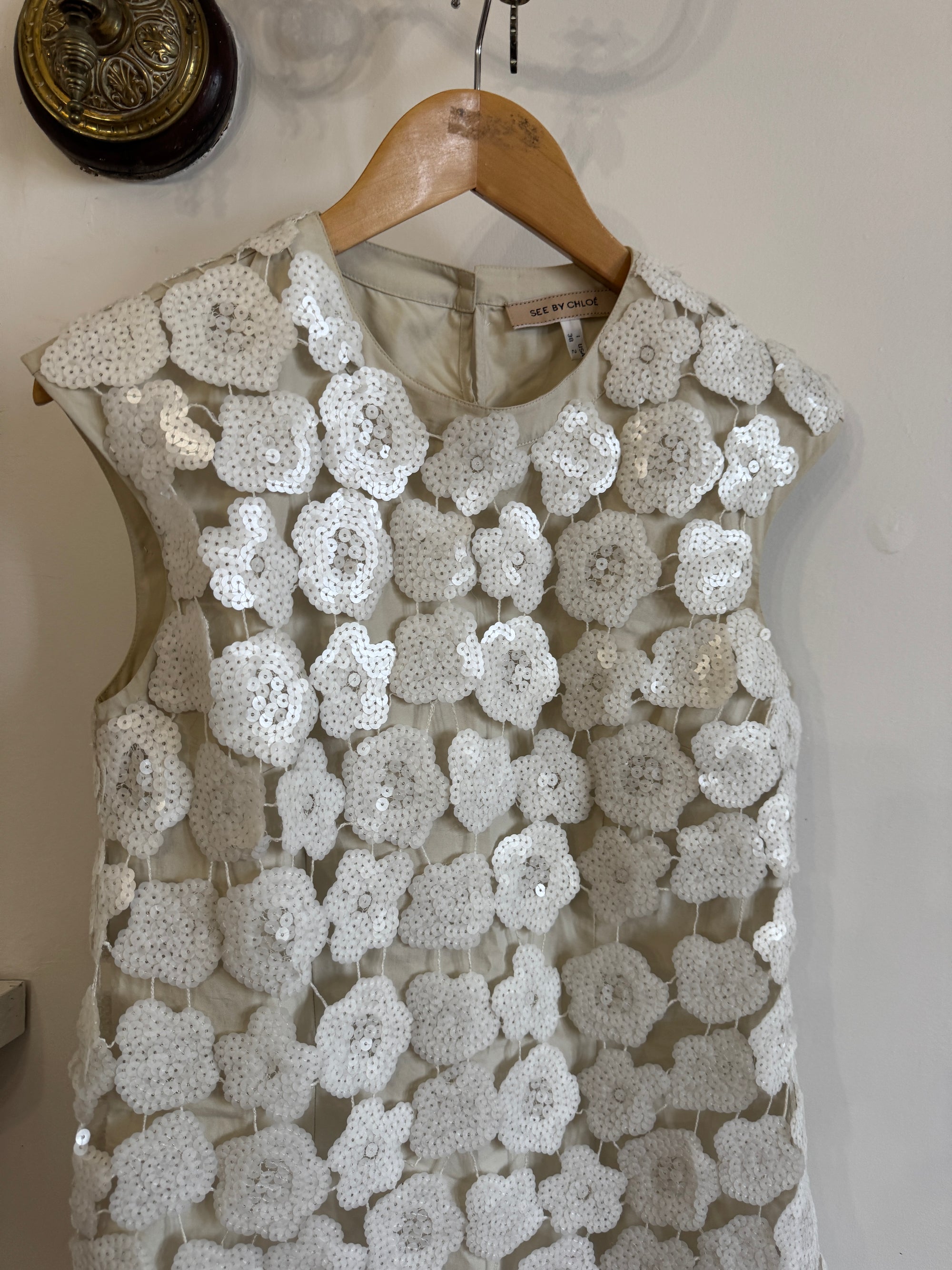 Vintage Y2K Lace Sequin Flower Mini Dress