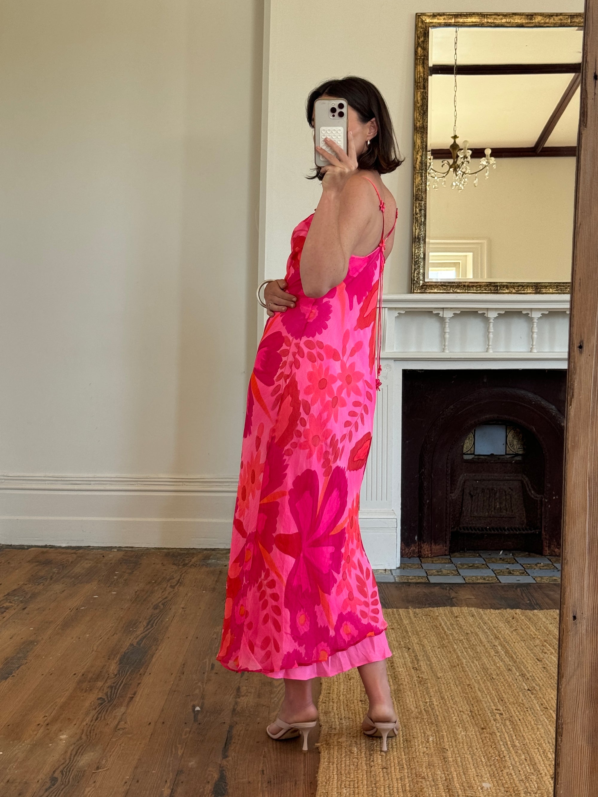 Vintage Y2K Jenny Packham London Pure Silk Slip Dress Sunset