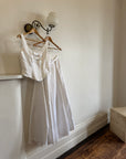 Vintage 90s White Satin Double Bow Two Piece Wedding Gown