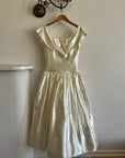 Vintage 80s Satin Tea Length Wedding Dress