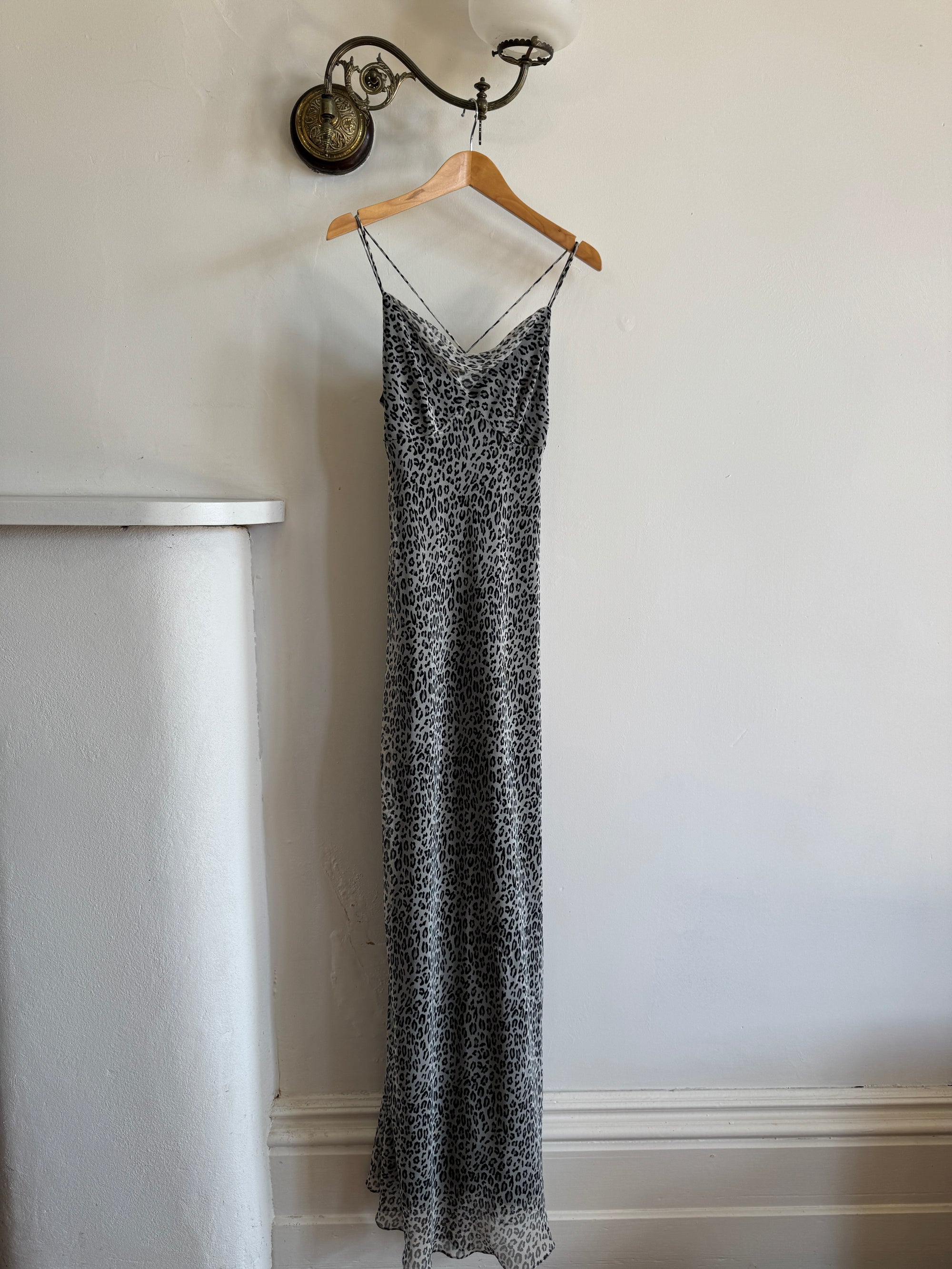 Vintage 90s Australian Made Cowl Neck Slip Dress Cool Leopard
