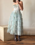 Vintage 40s Duck Egg Blue Tulle Prom Dress