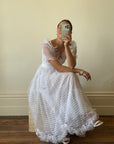 Vintage 70s Organza Sheer Stripe Wedding Dress