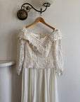Vintage 90s Lace Off The Shoulder Chiffon Wedding Dress