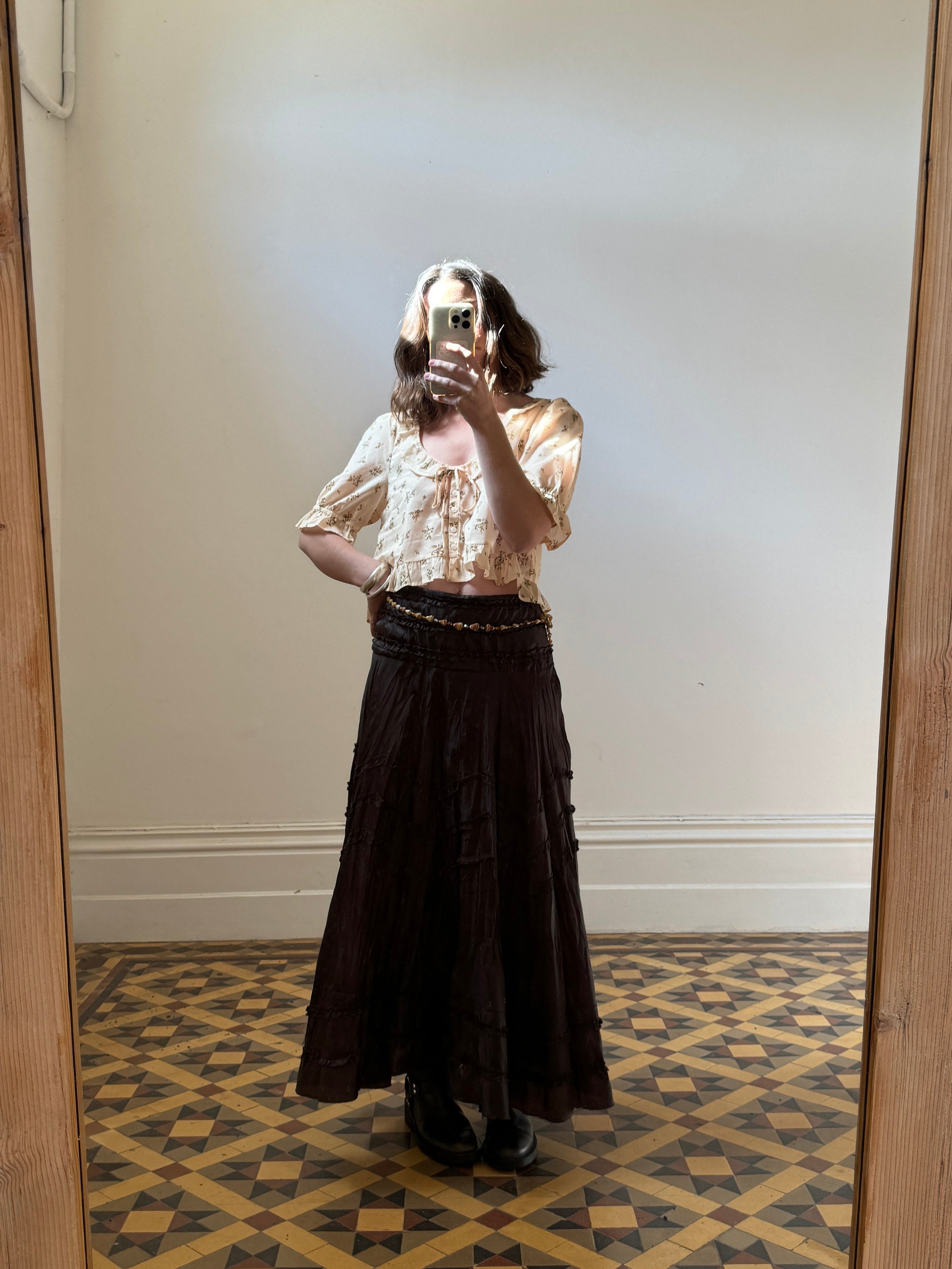 Vintage 90s Chocolate Brown A Line Maxi Skirt