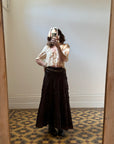 Vintage 90s Chocolate Brown A Line Maxi Skirt