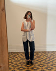 Vintage Tailored Blue and Oat Stripe Vest