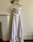 Vintage 90s Embroidered Corset Cowl Neck Wedding Dress