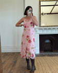 Vintage Y2K Floral Embellished Slip Dress Baby Pink