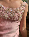 Vintage 60s Beaded Mod Mini Dress Candy Pink