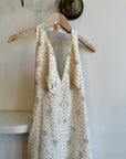 Vintage 70s Two Piece Garden Soiree Dress Creme Floral