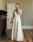 Vintage 70s Lace Poet Sleeve Wedding Dress Ivory