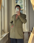 Vintage 90s Estate Olive Herringbone Wool Tailored Blazer