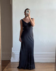 Vintage 90s Bias Cut Prom Dress Noir