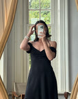 Vintage 90s Off Shoulder Mini Dress Noir