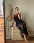 Vintage 90s Archival Jenny Bannister Sheer Slip Dress Noir
