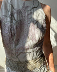 Vintage 90s Pure Silk High Front Embellished Lavender Gown